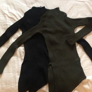 New Zara knit black green blouse bundle lot 2